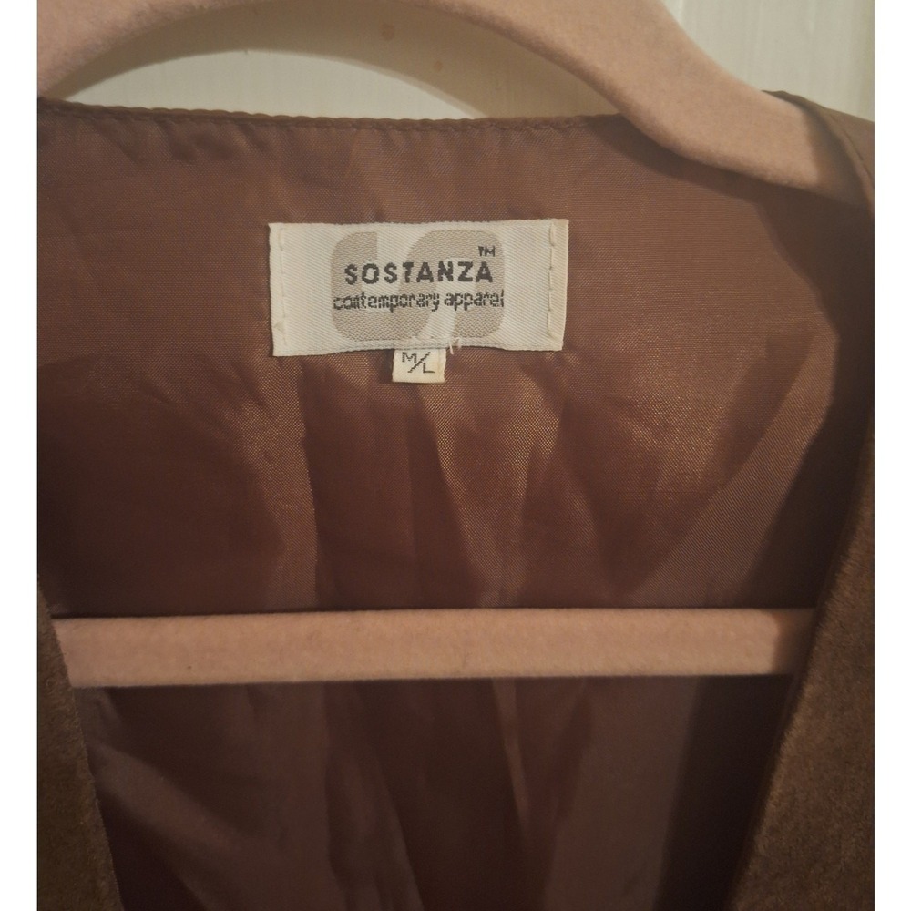 Sostanza Vintage Brown Genuine Suede Leather Vest Western‎ Boho Coachella M/L - Picture 3 of 7